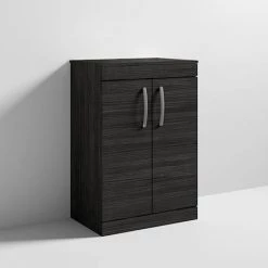 Brooklyn Floor Standing Countertop Vanity Unit - Black - 605mm with Chrome Handles -Vanity Units Sales Store BFS6WTB d4 460