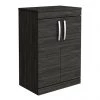 Brooklyn Floor Standing Countertop Vanity Unit - Black - 605mm with Chrome Handles