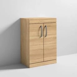 Brooklyn Floor Standing Countertop Vanity Unit - Natural Oak - 605mm with Chrome Handles -Vanity Units Sales Store BFS6WTO d4 460