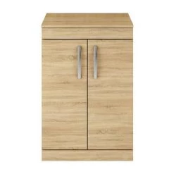 Brooklyn Floor Standing Countertop Vanity Unit - Natural Oak - 605mm with Chrome Handles -Vanity Units Sales Store BFS6WTO d2 460