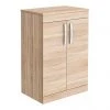Brooklyn Floor Standing Countertop Vanity Unit - Natural Oak - 605mm with Chrome Handles