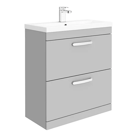 Brooklyn 800mm Grey Mist Vanity Unit - Floor Standing 2 Drawer Unit 1 Brooklyn 800mm Grey Mist Vanity Unit - Floor Standing 2 Drawer Unit