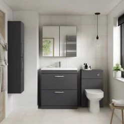 Brooklyn 800mm Gloss Grey 2 Drawer Floor Standing Vanity Unit 8 Brooklyn 800mm Gloss Grey 2 Drawer Floor Standing Vanity Unit -Vanity Units Sales Store BFS8GG d3 460