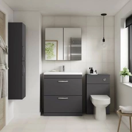 Brooklyn 800mm Gloss Grey 2 Drawer Floor Standing Vanity Unit 4 Brooklyn 800mm Gloss Grey 2 Drawer Floor Standing Vanity Unit - Image 4