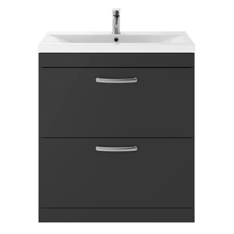 Brooklyn 800mm Gloss Grey 2 Drawer Floor Standing Vanity Unit 3 Brooklyn 800mm Gloss Grey 2 Drawer Floor Standing Vanity Unit - Image 3