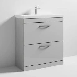 Brooklyn 800 Grey Mist Floor Standing Vanity Unit with Thin-Edge Basin -Vanity Units Sales Store BFS8GMTE d2 460