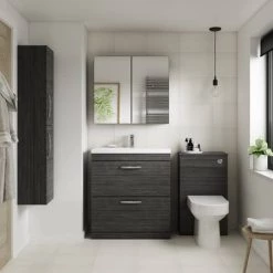 Brooklyn 800mm Black Vanity Unit - Floor Standing 2 Drawer Unit -Vanity Units Sales Store BFS8HB detail2 460