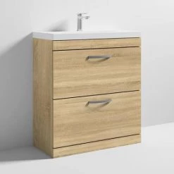 Brooklyn 800 Natural Oak Floor Standing Vanity Unit with Thin-Edge Basin -Vanity Units Sales Store BFS8OAKTE D3 460