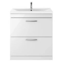 Brooklyn 800mm White Gloss Vanity Unit - Floor Standing 2 Drawer Unit -Vanity Units Sales Store BFS8WHT detail3 460