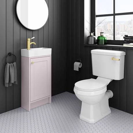 Bromley Traditional Pink Cloakroom Vanity Unit (inc. Ceramic Basin) 2 Bromley Traditional Pink Cloakroom Vanity Unit (inc. Ceramic Basin) - Image 2