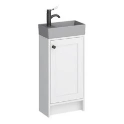 Bromley White Cloakroom Vanity Unit (incl. Grey Basin + Matt Black Handle) -Vanity Units Sales Store BR4WHTMBG d4 460
