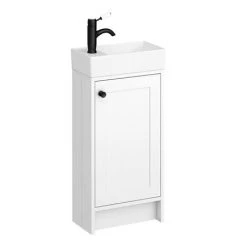 Bromley Traditional White Cloakroom Vanity Unit (incl. Matt Black Handle) -Vanity Units Sales Store BR4WHTMB d4 460