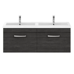 Brooklyn 1205mm Black Wall Hung Single 2 Double Basin Vanity Unit -Vanity Units Sales Store BWH12B1D d4 460