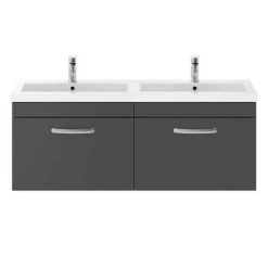 Brooklyn 1205mm Gloss Grey Wall Hung 2 Drawer Double Basin Vanity Unit 11 Brooklyn 1205mm Gloss Grey Wall Hung 2 Drawer Double Basin Vanity Unit -Vanity Units Sales Store BWH12G1D d5 460