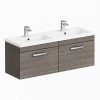 Brooklyn 1205mm Grey Avola Wall Hung 2 Drawer Double Basin Vanity Unit