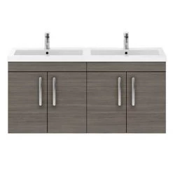 Brooklyn 1205mm Grey Avola Wall Hung 4 Door Double Basin Vanity Unit -Vanity Units Sales Store BWH12GA2D d3 460