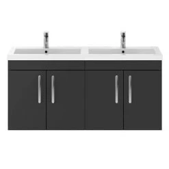Brooklyn 1205mm Gloss Grey Wall Hung 4 Door Double Basin Vanity Unit -Vanity Units Sales Store BWH12GG2D d3 460