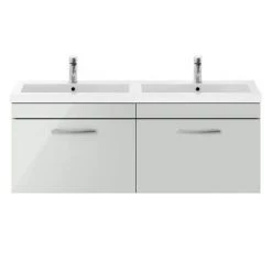 Brooklyn 1205mm Grey Mist Wall Hung 2 Drawer Double Basin Vanity Unit -Vanity Units Sales Store BWH12GM1D d5 460