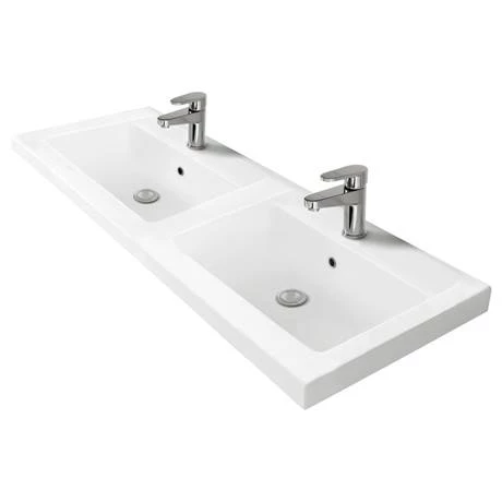 Brooklyn 1205mm Grey Mist Wall Hung 4 Door Double Basin Vanity Unit 2 Brooklyn 1205mm Grey Mist Wall Hung 4 Door Double Basin Vanity Unit - Image 2