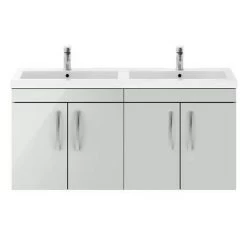 Brooklyn 1205mm Grey Mist Wall Hung 4 Door Double Basin Vanity Unit 8 Brooklyn 1205mm Grey Mist Wall Hung 4 Door Double Basin Vanity Unit -Vanity Units Sales Store BWH12GM2D d3 460