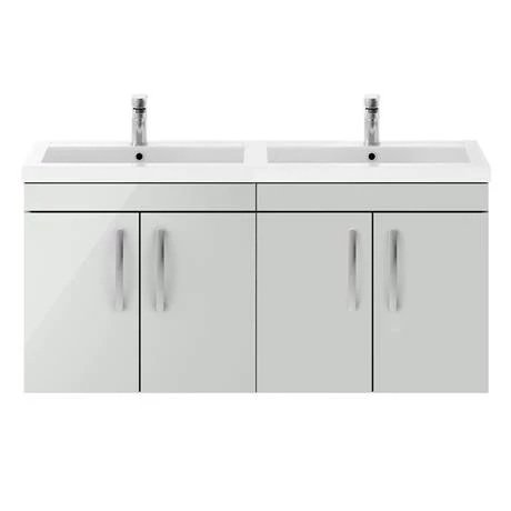 Brooklyn 1205mm Grey Mist Wall Hung 4 Door Double Basin Vanity Unit 4 Brooklyn 1205mm Grey Mist Wall Hung 4 Door Double Basin Vanity Unit - Image 4