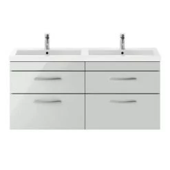 Brooklyn 1205mm Grey Mist Wall Hung 4 Drawer Double Basin Vanity Unit -Vanity Units Sales Store BWH12GM4D nd1 460