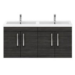 Brooklyn 1205mm Black Wall Hung 4 Door Double Basin Vanity Unit -Vanity Units Sales Store BWH12HB2D d3 460