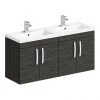 Brooklyn 1205mm Black Wall Hung 4 Door Double Basin Vanity Unit