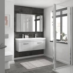 Brooklyn 1205mm Grey Mist Wall Hung 2 Drawer Double Basin Vanity Unit -Vanity Units Sales Store BWH12MG1D d3 460