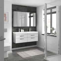 Brooklyn 1205mm Grey Mist Wall Hung 4 Drawer Double Basin Vanity Unit -Vanity Units Sales Store BWH12MG2D d3 460