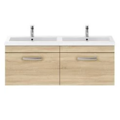 Brooklyn 1205mm Natural Oak Wall Hung 2 Drawer Double Basin Vanity Unit -Vanity Units Sales Store BWH12N1D d3 460