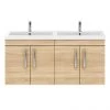 Brooklyn 1205mm Natural Oak Wall Hung 4 Door Double Basin Vanity Unit
