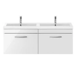 Brooklyn 1205mm Gloss White Wall Hung 2 Drawer Double Basin Vanity Unit 8 Brooklyn 1205mm Gloss White Wall Hung 2 Drawer Double Basin Vanity Unit -Vanity Units Sales Store BWH12W1D d3 460