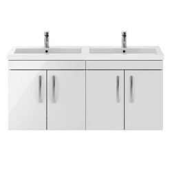 Brooklyn 1205mm Gloss White Wall Hung 4 Door Double Basin Vanity Unit 7 Brooklyn 1205mm Gloss White Wall Hung 4 Door Double Basin Vanity Unit -Vanity Units Sales Store BWH12W2D d3 460