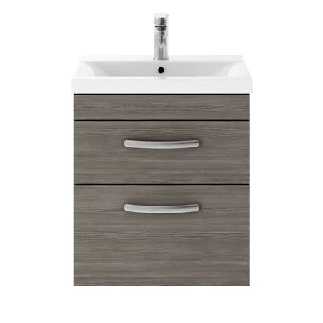 Brooklyn 500mm Grey Avola 2 Drawer Wall Hung Vanity Unit 2 Brooklyn 500mm Grey Avola 2 Drawer Wall Hung Vanity Unit - Image 2