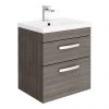 Brooklyn 500mm Grey Avola 2 Drawer Wall Hung Vanity Unit