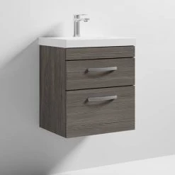 Brooklyn 500 Grey Avola Wall Hung 2 Drawer Vanity Unit with Thin-Edge Basin 7 Brooklyn 500 Grey Avola Wall Hung 2 Drawer Vanity Unit with Thin-Edge Basin -Vanity Units Sales Store BWH5GA2DTE nd3 460
