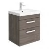 Brooklyn 500 Grey Avola Wall Hung 2 Drawer Vanity Unit with Thin-Edge Basin