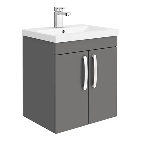 Brooklyn 500mm Gloss Grey 2 Door Wall Hung Vanity Unit 1 Brooklyn 500mm Gloss Grey 2 Door Wall Hung Vanity Unit