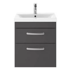 Brooklyn 500mm Gloss Grey 2 Drawer Wall Hung Vanity Unit -Vanity Units Sales Store BWH5GG2D d2 460