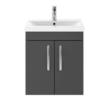 Brooklyn 500mm Gloss Grey 2 Door Wall Hung Vanity Unit 5 Brooklyn 500mm Gloss Grey 2 Door Wall Hung Vanity Unit - Image 5