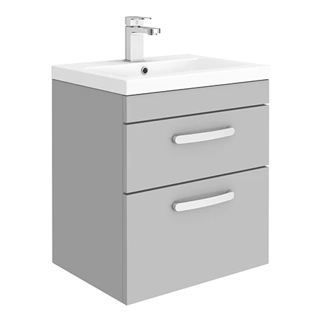 Brooklyn 500mm Grey Mist 2 Drawer Wall Hung Vanity Unit 1 Brooklyn 500mm Grey Mist 2 Drawer Wall Hung Vanity Unit