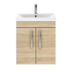 Brooklyn 500mm Natural Oak 2 Door Wall Hung Vanity Unit 9 Brooklyn 500mm Natural Oak 2 Door Wall Hung Vanity Unit -Vanity Units Sales Store BWH5N d4 460