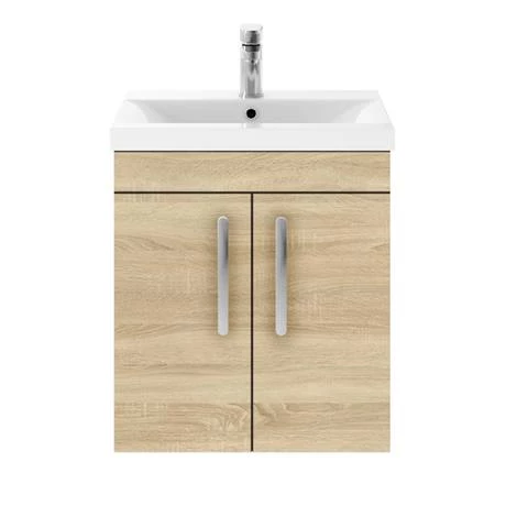 Brooklyn 500mm Natural Oak 2 Door Wall Hung Vanity Unit 5 Brooklyn 500mm Natural Oak 2 Door Wall Hung Vanity Unit - Image 5