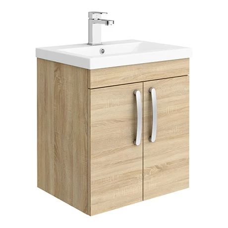 Brooklyn 500mm Natural Oak 2 Door Wall Hung Vanity Unit 1 Brooklyn 500mm Natural Oak 2 Door Wall Hung Vanity Unit