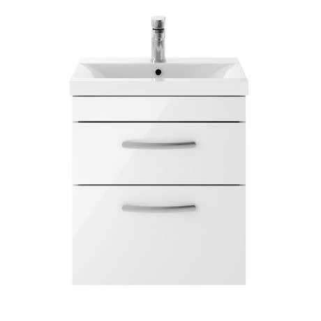 Brooklyn 500mm White Gloss 2 Drawer Wall Hung Vanity Unit 2 Brooklyn 500mm White Gloss 2 Drawer Wall Hung Vanity Unit - Image 2
