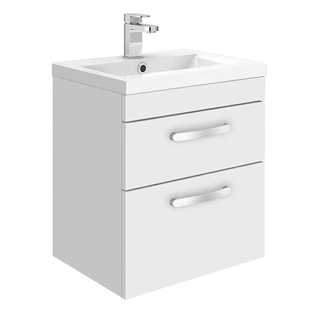 Brooklyn 500mm White Gloss 2 Drawer Wall Hung Vanity Unit 1 Brooklyn 500mm White Gloss 2 Drawer Wall Hung Vanity Unit