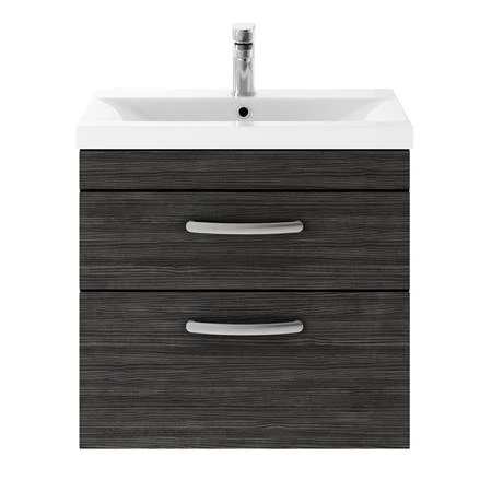 Brooklyn 600mm Black Wall Hung Double Drawer Vanity Unit 5 Brooklyn 600mm Black Wall Hung Double Drawer Vanity Unit - Image 5