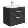 Brooklyn 600mm Black Wall Hung Double Drawer Vanity Unit