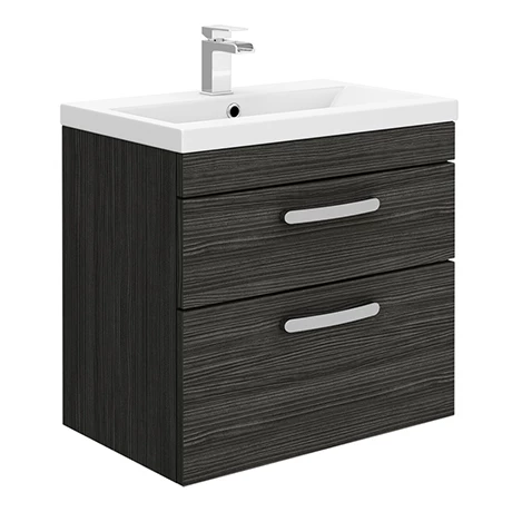 Brooklyn 600mm Black Wall Hung Double Drawer Vanity Unit 1 Brooklyn 600mm Black Wall Hung Double Drawer Vanity Unit